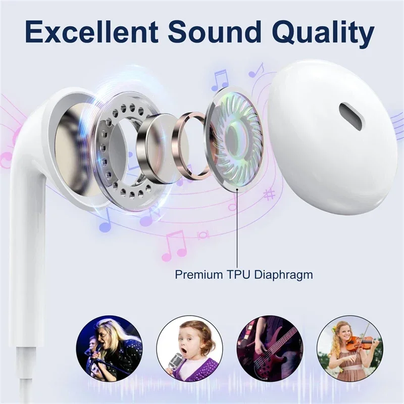 For Apple iPhone 17 16 15 14 1 - огляд і ціна Wired Earphone Lightning